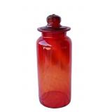 Vintage Red Amberina Glass Canister