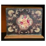 Rose Painted Decorated Wood Storage Box