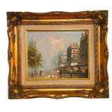 Parisian Street Scene Painting Signed