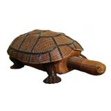 Wicker & Carved Wood Turtle Storage Box