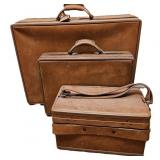 3 Pc Leather Hartmann Luggage Set