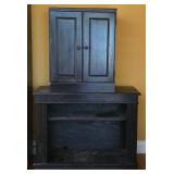 Black Painted Wood Cabinet & Bookshelf