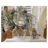 Decorative Wreath & 3 Angel Figurines