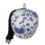 Blue & White Round Ginger Jar