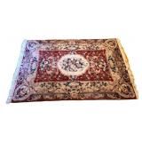 Burgundy Floral Hand Woven Area Carpet