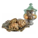 Decorative Glass Dishes w/ Faux Fruit