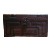Vintage Carved Wood Trunk w/ Lock & Key