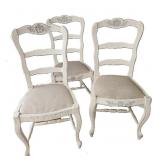 Set of 3 French Provincial Style Dining Chairs