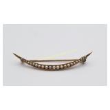 Vintage 14K Yellow Gold Seed Pearl Brooch