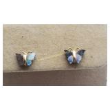 Child 14K Yellow Gold & Opal Butterfly Earrings