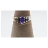 Sterling Silver Amethyst Ring Sz 7-3/4