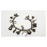 Vintage Sterling Silver Charm Bracelet with 15