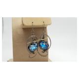 Vintage Sterling Silver & AB Stone Earrings