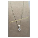 Sterling Silver 16" Chain & Large CZ Pendant