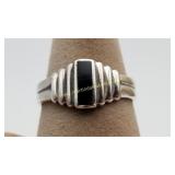 Sterling Silver And Onyx Art Deco Ring Sz 7