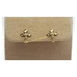 10K Yellow Gold Childs Cross Crucifix Earrings