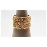 Sterling Silver Gold Vermil CZ Ring Sz 7 - Wide