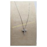 Beautiful Sterling Silver CZ Cross & Necklace