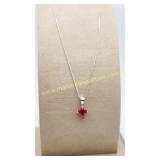 Sterling Silver Ruby Cross Pendant & Sterling Box