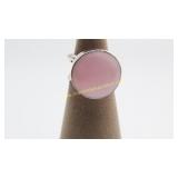 Sterling Silver Ring Sz 6-1/2 With Large Pink