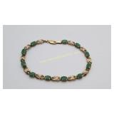 Vintage 10K Gold Jade Bracelet - BROKEN Clasp
