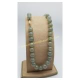 Beautiful Vintage 14" Jade Necklace With 14K Gold