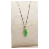 Sterling Silver Green Turquoise Pendant & 18"