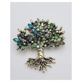 Tree Of Life Multicolored Stones Brooch