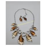 Vintage Silver Tone Necklace & Earrings Set