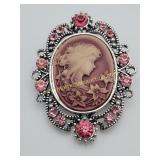Beautiful Large Faux Cameo Brooch