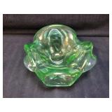 Vintage Heavy Free-form Green Glass Bowl Hand