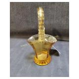 Vintage Amber Glass Decorative Basket