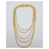 Vintage MCM Goldette 4 Strands Gold Tone Necklace
