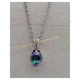 Vintage Sterling Silver Mystic Topaz Necklace