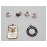Sterling Silver Slide Charm Locks & Comet Charm &