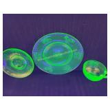 Vintage Hazel Atlas Fruits Green Vaseline Glass