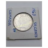 1963 Canada Half Dollar Silver Coin