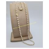 Vintage 14K Gold Pearl Necklace &  Bracelet Set