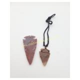 2 Vintage Arrowheads Pendants