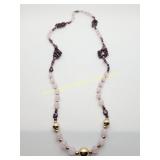 Vintage Pink Quartz & Amethyst Necklace