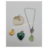 Mix Lot Of Pendants & Sea Glass Sterling Bracelet