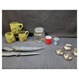Mix Lot - Ceramic Mugs, Knife, Stove Knobs, etc