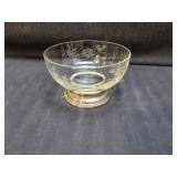 Vintage Etched Crystal Candy Dish w Sterling