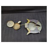 2) Vintage Metal Ash Trays - Portable Benson &