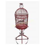 Vintage Metal Bird Cage Painted Red