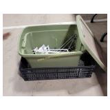 Misc Lot Of Peg Board Hooks & Plastic Tote