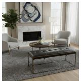 Oxford Bench Padded Faux Leather & Brass Color