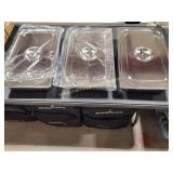 Qty 3 - New Steam Table Trays w Lids
