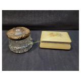 Antique Ink Well & Alabaster Trinket Box
