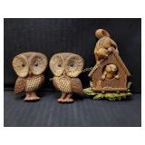 Vintage Mid Century Home Decor Owls & Chipmunks